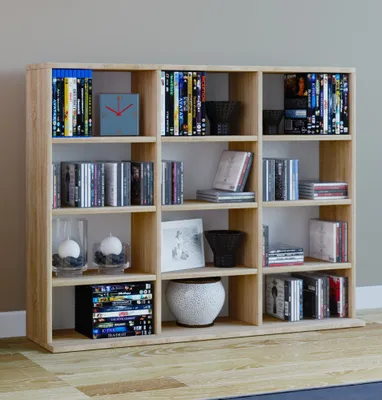 Produktbild von VCM Holzregal stehend | platzsparender CD-Schrank für 480 CDs oder 224 DVDs | Maße:H. 82 x B. 102 x T. 23 cm | Elegantes DVD Regal stehend | Blu-Ray Regal | CD Regal  Megosa L