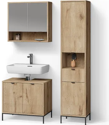 Produktbild von Badmöbel-Set Livinity ATERNO Viking Oak 3 Teile, mit Hochschrank, Model 53091