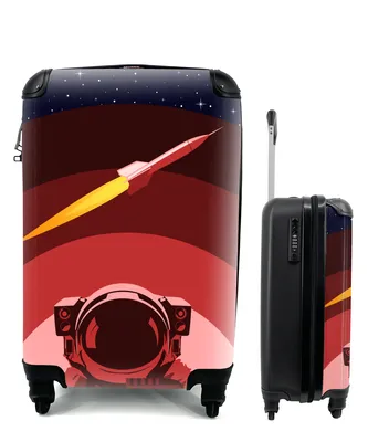 Produktbild von MuchoWow® Koffer Handgepäck Trolley Rollkoffer Kleine Reisekoffer mit 4 Rollen - Astronaut - Sterne - Rakete - Cabin Size < 55x40x23 cm & 55x40x20 cm - Fotokoffer - Kabinenkoffer - Boardgepäck - Reise-Box - Reisekoffer - Reisegepäck - Koffer mit Bild - Trolley für Kinder