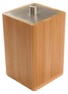 Produktbild von Bagnoxx Wattepad Halter Bambus, Wattepadbehälter (LxBxH): 7,6 x 7,6 x 11cm Braun Aufbewahrung Wattepads, Badezimmer Zubehör, Badaccessoires Bambus