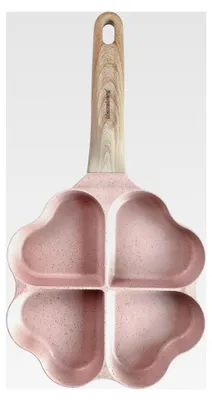 Produktbild von Pfannkuchenpfanne mit Marmorbeschichtung 4-in-1 Herzform für Pfannkuchen, Eier, Pancakes 19x19cm ROSA