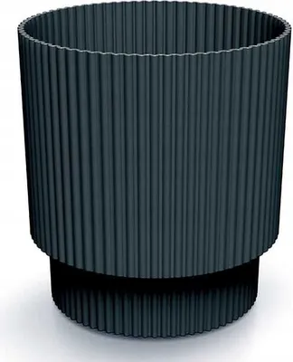 Produktbild von Anthrazit gestreifter Kunststoff-Blumentopf 15,7x14,6 cm dekorativ Milly Round