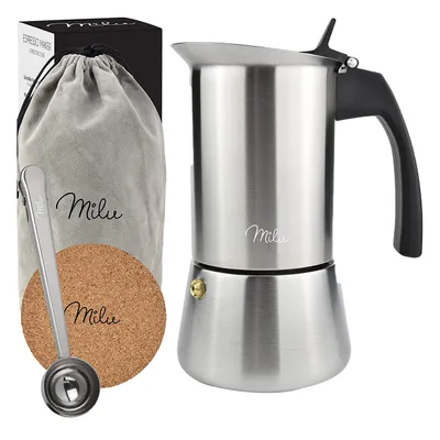 Immagine prodotto di Set di caffettiere per espresso in alluminio Milu (5 pezzi) 9 tazze