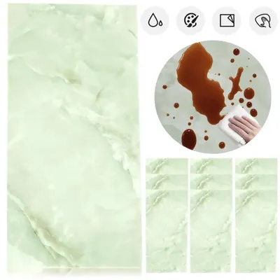 Zdjęcie produktu dla 10 samoprzylepnych paneli ściennych – imitacja marmuru – PVC – wodoodporne – jasnoszare – do kuchni i łazienki
