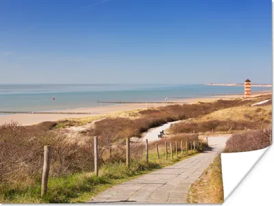 Produktbild von MuchoWow® Poster Strand - Meer - Leuchtturm - Niederlande 120x90 cm - Wandbild