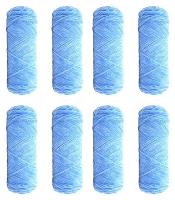 Obrázek produktu pro Sametová příze z bavlny, typu chenille, světle modrá, 800 g (8 x 100 g), vhodná pro pletení a háčkování