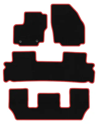 Productafbeelding van Velours automatten voor Ford Galaxy MK2 2006-2011 – 4-delig, zwart/rood, op maat – Wielganizator CARLUX