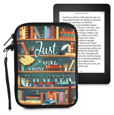 Produktbild von kwmobile Tasche für eReader - Neopren Hülle Schutzhülle Bibliothek Motto Mehrfarbig - 17 x 12 x 2 cm Innenmaße