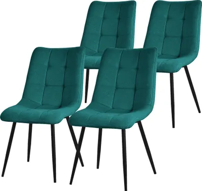 Produktbild von ML-Design Esszimmerstühle 4er Set Petrol, Wohnzimmerstühle mit Stoffbezug und Metallbeinen, Küchenstühle mit Rückenlehne