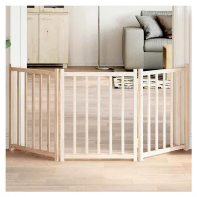 Produktbild von 3-teiliges Hundetor faltbar 150 cm aus massivem Tannenholz für Haus, Türen und Treppen