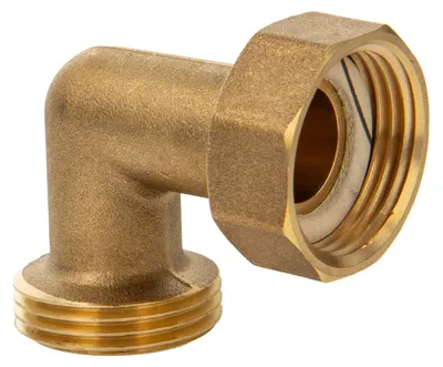 Produktbild von tecuro Winkel 90°, 1 Zoll AG x Überwurfmutter 1 Zoll (DN 18) - MS-blank CW617N