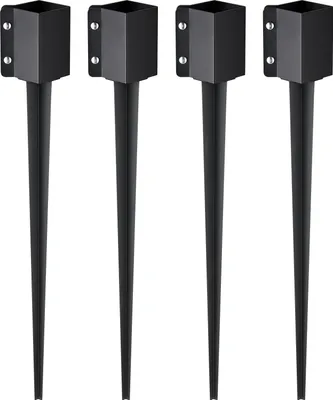 Produktbild von VEVOR Erdspieß für Zaunpfosten, 4er-Pack, 113 x 113 x 914 mm Außendurchmesser (Innendurchmesser 8,9 x 8,9 cm), Metall, schwarz pulverbeschichtet, Erdspieß für Briefkästen, Terrassen, Gartengeländer