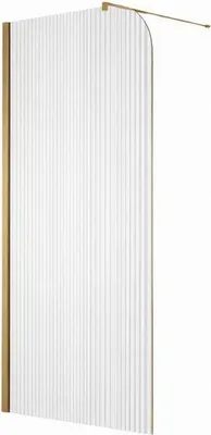 Image de Paroi de douche italienne flûtée - 120 x 195 cm - Or brossé - Gauche - LUCIA