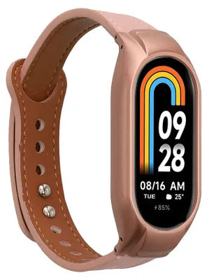 Produktbild von kwmobile Echtleder Uhrenarmband für Xiaomi Smart Band 10 / Smart Band 9 / 8 Armband - Ersatzarmband für Fitnesstracker - Wechselarmband Smartwatch -