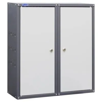 Zdjęcie produktu dla UHL-MASH Szafka Narzędziowa Metalowa BI-2S / 620x600x200 Szara Wisząca Warsztatowa Ściana tylna perforowana/ Dwie oddzielne sekcje na 2 klucze/ Półki