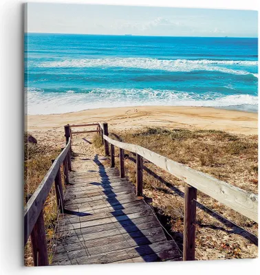 Produktbild von Bild auf Leinwand - Leinwandbild - Einteilig - Meer Strand Eintritt - 60x60cm - Wand Bild - Wanddeko - Wandbilder - Leinwanddruck - Bilder - Wanddekoration - Leinwand bilder - Wandbild - AC60x60-4359