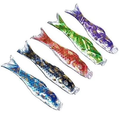 Produktbild von 5x Japanischer Karpfen Windsack Koinobori 60cm Satin Bunt