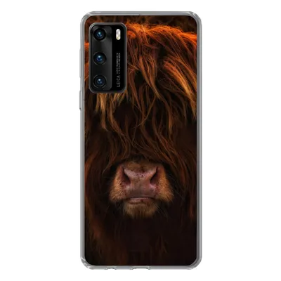 Produktbild von MuchoWow® Handyhülle Schutzhülle Hülle für Huawei P40 Schottischer Highlander - Kuh - Schwarz - Porträt Silikon Softcase Handy Hülle - Handytasche