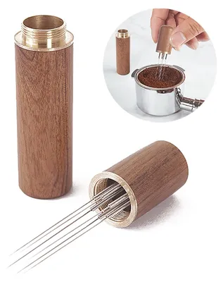 Immagine prodotto di Distributore di caffè WDT - 6 aghi - Acciaio inox - Con supporto per l'ago - Per distribuire il caffè macinato in modo uniforme