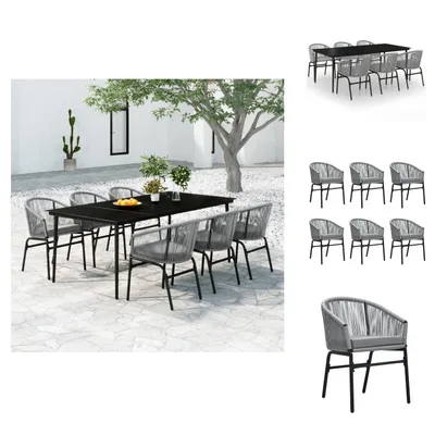 Imagen del producto de vidaXL Juego de mesa y sillas de jardín de 7 piezas, color gris - Conjuntos de muebles de jardín