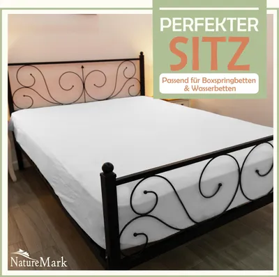 Produktbild von NatureMark Mikrofaser Spannbettlaken 180x200-200x200cm Weiß Markenware Sparpreis