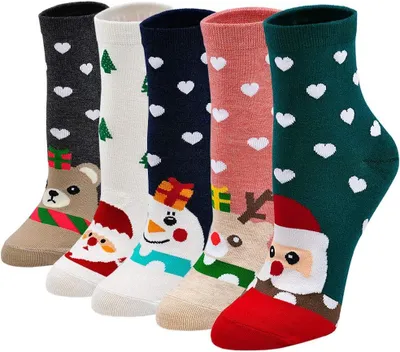 Produktbild von Bunte Lustige Socken für Damen – Karikatur Tier Motive, Niedliche Katzen & Hunde, Coole Baumwollsocken, Perfekte Weihnachtsgeschenke für Frauen und Mädchen