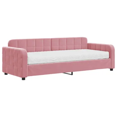 Image de vidaXL Lit de jour avec matelas rose 80x200 cm velours