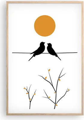 Produktbild von Gerahmtes Poster - Rahmen in heller Eiche - Bild Vögel Sonne - 61x91,5 cm - Wand Bild - Wanddeko - Wandbilder - Kunstposter - Wandposter - Bilderrahmen - Bilder - Kunstdruck - P2NPA61x91-4772