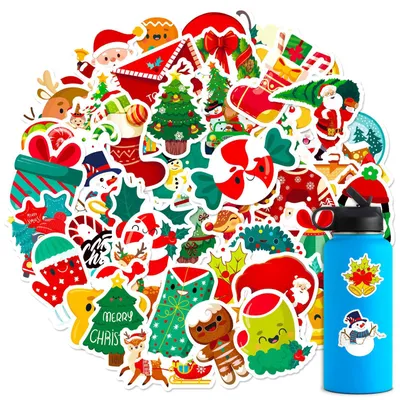 Weihnachtssticker-Set, 100 Stück, selbstklebend, wasserfest, bunt, für Kinder