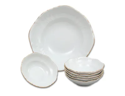 Image de Thun 1794 Bernadotte, set de compote, blanc, ligne d'or, Thun