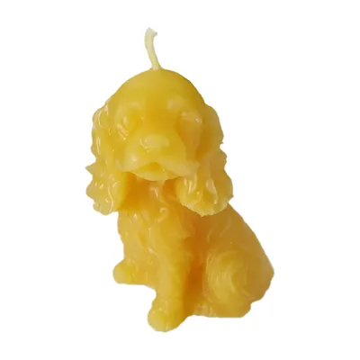 Produktbild von Bienenwachskerze Cocker Spaniel Kerze 7 cm sitzend – Hund mit langen gewellten Ohren