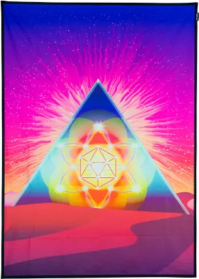 Produktbild von PSYWORK Schwarzlicht Stoffposter Neon "Psychedelic Pyramide", 1,0x1,4m