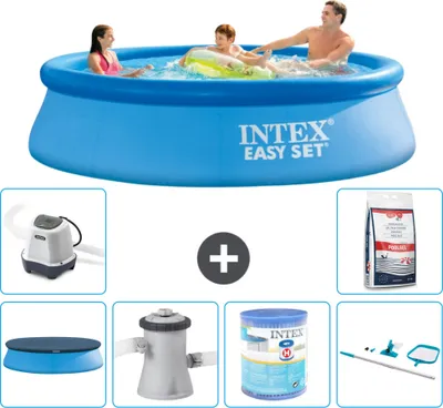 Produktbild von Intex runder aufblasbarer Easy Set-Pool – 305 x 76 cm – Blau – im Lieferumfang enthalten Abdeckung - Filterpumpe für Schwimmbad - Filter - Reinigungskit - Salzwassersystem - Poolsalz