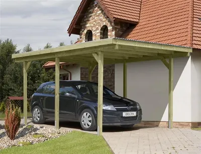 Produktbild von Carport Holz imprägniert - / Einzelcarport KDI mit PVC-Dach 300x500cm
