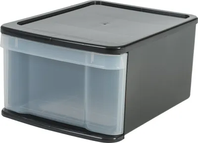 Produktbild von IRIS OHYAMA Stapelbare Schublade Gr. L, schwarz-transparent 6175