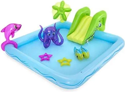 Produktbild von Famanu Kinderpool mit Rutsche - Aufblasbares Spielbecken