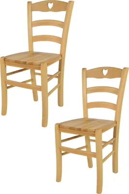 Image de t m c s Tommychairs - Lot de 2 chaises CUORE pour la cuisine et la salle à manger, structure robuste en bois de hêtre verni couleur naturelle et assise en bois