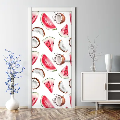 Produktbild von Dekorative Türposter selbstklebend Klebefolie Wandaufkleber Türaufkleber Blumen Aquarell 70 x 200 cm