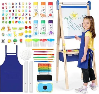 Produktbild von Blauer 3in1 Kindermalschreibtisch, höhenverstellbar, mit Aufbewahrungstasche