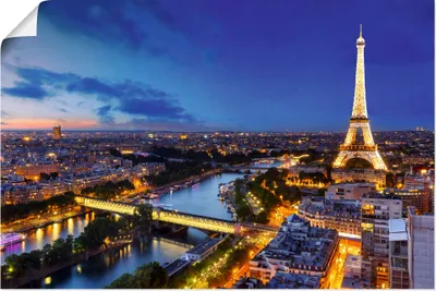 Produktbild von ARTland Poster Eiffelturm und Seine am Abend, Paris Größe: 30x20 cm