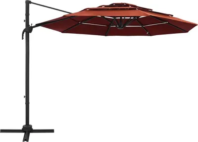 Produktbild von vidaXL Sonnenschirm mit Aluminium-Mast 4-lagig Terrakottarot 3x3 m