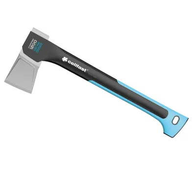 A product shot of an axe on a white background.