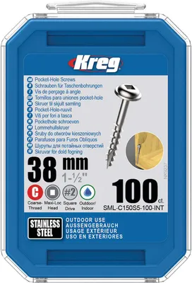 Produktbild von Kreg Pocket-Hole Schrauben 38 mm, Edelstahl, Maxi-Loc, Grobgewinde - 100Stk.