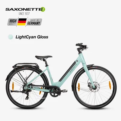 Produktbild von SAXONETTE Urbana 28" E-Bike, SHIMANO 7-Gang Kettenschaltung, 36V 11.6Ah Akku, Elektrofahrrad,RH45 (Light Cyan Gloss)
