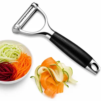 Produktbild von Gemüseschäler Y Form 2-in-1 Julienne Schäler aus Edelstahl, scharfe Klinge für Kartoffeln, Karotten & Gemüse, ergonomischer Küchen Schäler mit rutschfestem Griff