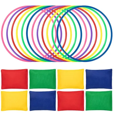 Wurfspiel-Set, 20-teilig, Nylon-Sandsäcke & Ringe, bunt