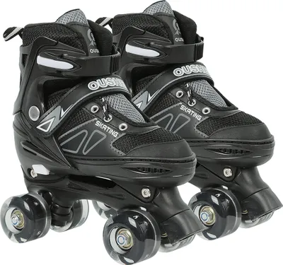 Image de Patins enfants 8 roues réglables taille S(27-32) Enfants patins à roulettes noirs