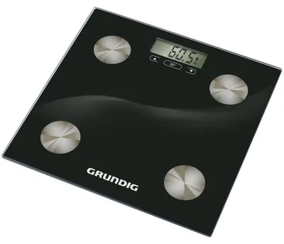 Obrázek produktu pro Osobní digitální váha Grundig s tělesnou analýzou - Váha tělesného tuku 180 kg - Digitální váha s pamětí pro 12 osob - Tělesná váha s LCD displejem a přesností 100 g