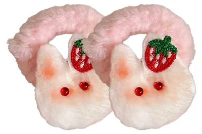 Produktbild von 2er-Pack Haargummis für Mädchen mit Cartoon-Hasenmotiv, weiches Plüschhaarband, hochelastisch, haarschonend, flauschig, ideal für den Winter.