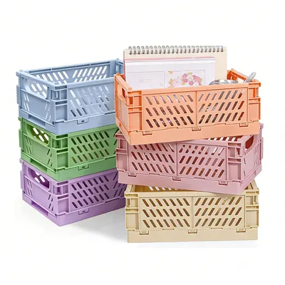 Produktbild von 6 Stücke Klappbox 25 * 16 * 10cm Körbchen, Klappboxen Faltbar Stabil Klappkiste Klappkorb Faltbar Klappboxen für Küche Kinderzimmer Büro